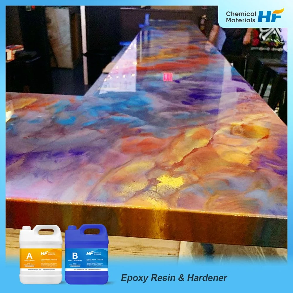 Clear Resin Two Components 3: 1 Marble Tops Epoxy Resin and Hardener Self Levels Two Part Liquid Glue