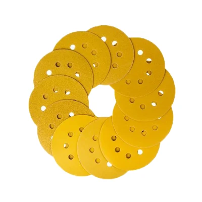 Yellow 8 Holes 5inch 125mm Wet Coarse Sanding Discs Pads for Wood Epoxy Resin Paper Sheet